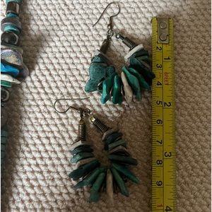 Chunky teal, stone and silver jewelry set